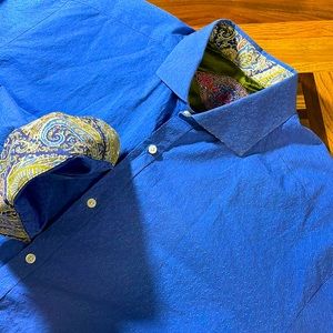 COPY - Robert Graham mens XL blue embossed shirt EUC